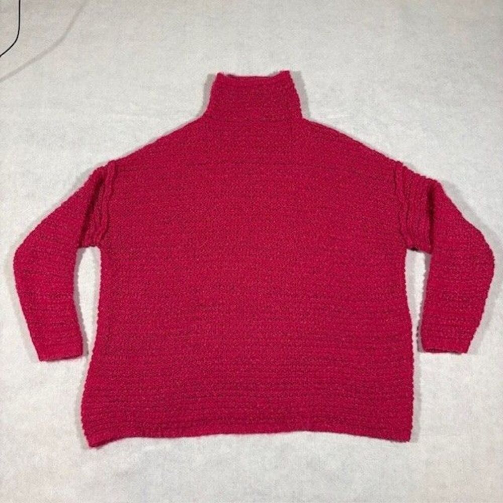 True Craft 1X Hot Pink Turtleneck Sweater Womens Textured Boucle Knit Plus